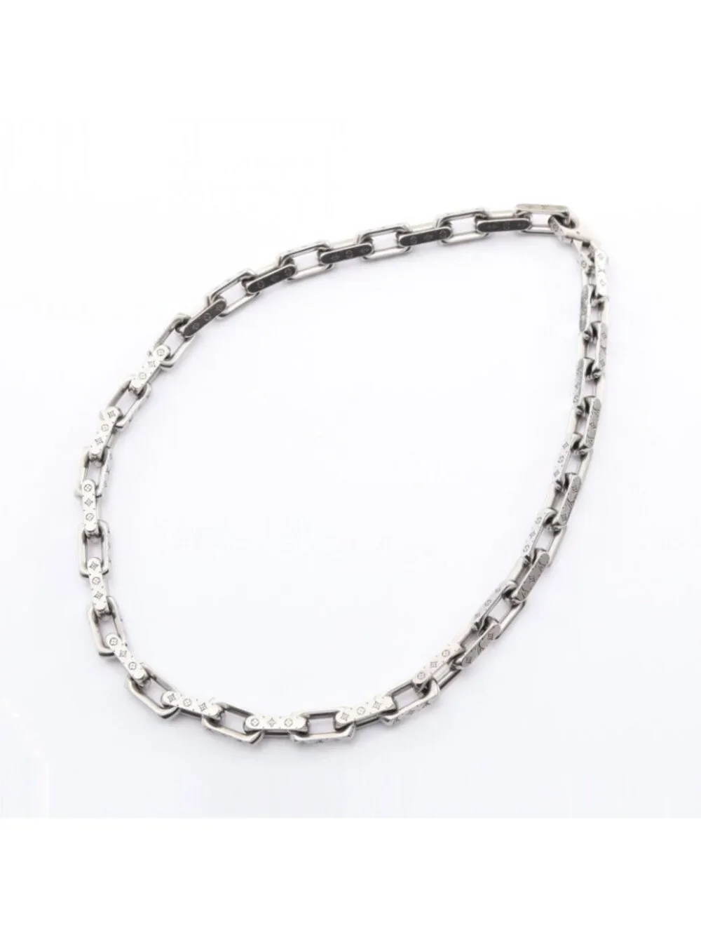 Louis Vuitton Necklace Collier Chain Monogram Silver Stainless Steel